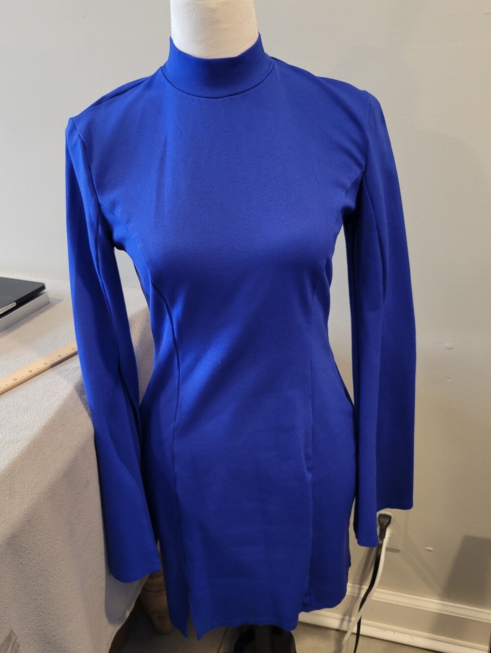 Fore Royal Blue Mini Dress Size Medium Flare Sleeves